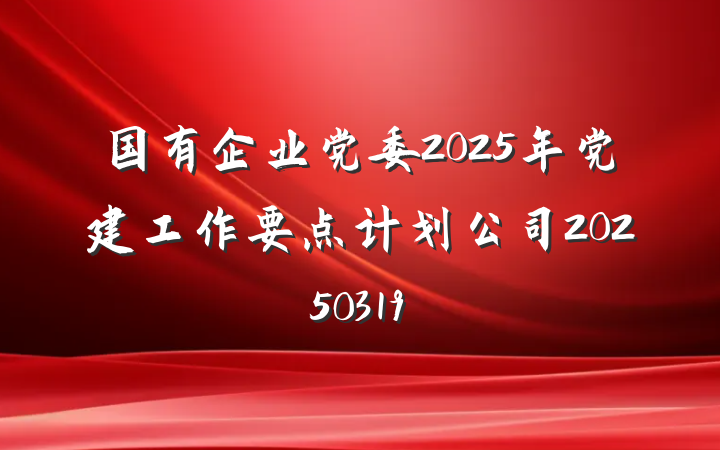 国有企业党委2025年党建工作要点计划公司20250319