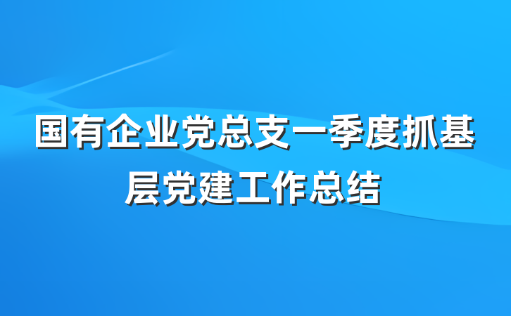 国有企业党总支一季度抓基层党建工作总结