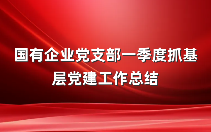 国有企业党支部一季度抓基层党建工作总结