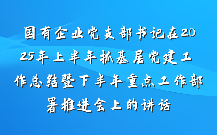 国有企业党支部书记在2025年上半年抓基层党建工作总结暨下半年重点工作部署推进会上的讲话