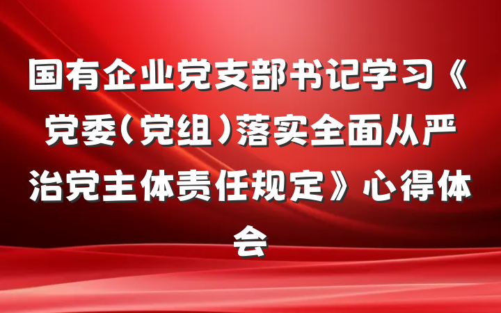 国有企业党支部书记学习《党委（党组）落实全面从严治党主体责任规定》心得体会