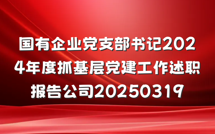 国有企业党支部书记2024年度抓基层党建工作述职报告公司20250319