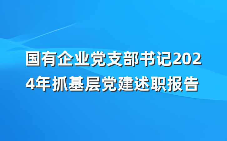 国有企业党支部书记2024年抓基层党建述职报告