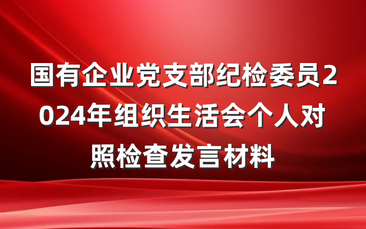 国有企业党支部纪检委员2024年组织生活会个人对照检查发言材料