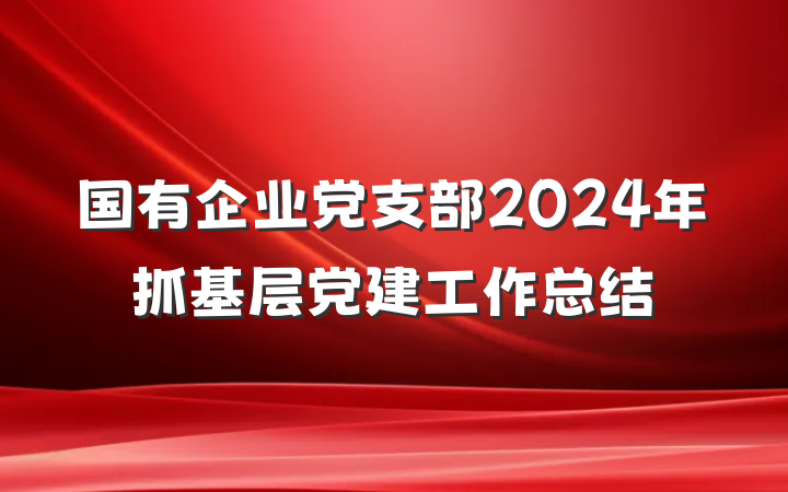 国有企业党支部2024年抓基层党建工作总结
