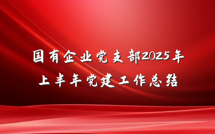 国有企业党支部2025年上半年党建工作总结