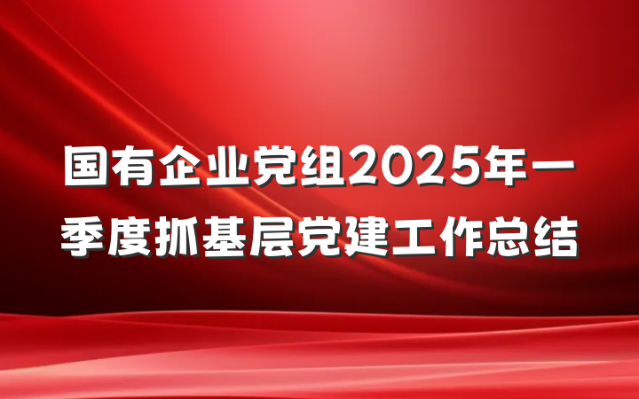 国有企业党组2025年一季度抓基层党建工作总结