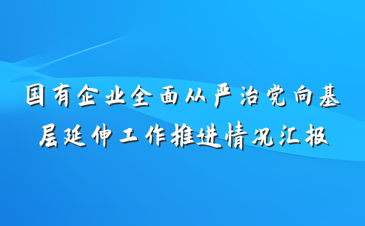国有企业全面从严治党向基层延伸工作推进情况汇报