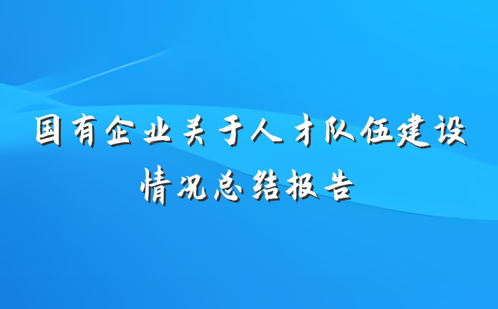 国有企业关于人才队伍建设情况总结报告