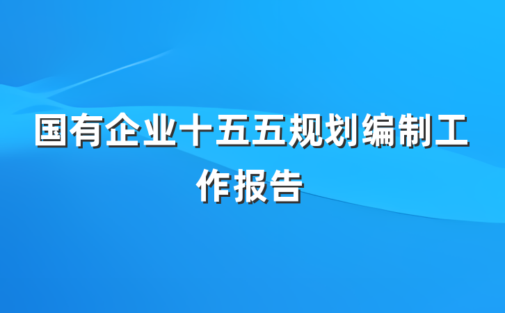国有企业十五五规划编制工作报告