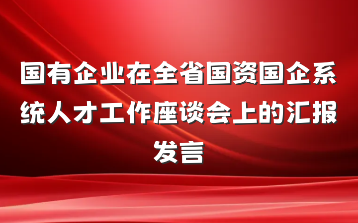 国有企业在全省国资国企系统人才工作座谈会上的汇报发言