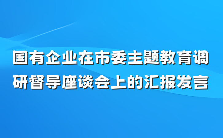 国有企业在市委主题教育调研督导座谈会上的汇报发言