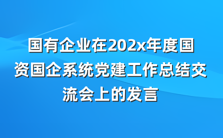 国有企业在202x年度国资国企系统党建工作总结交流会上的发言