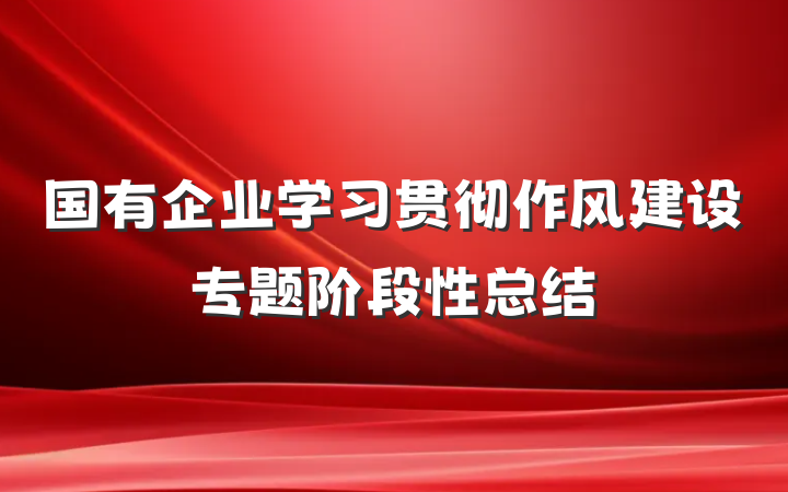 国有企业学习贯彻作风建设专题阶段性总结