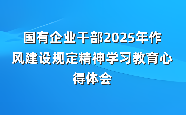 国有企业干部2025年作风建设规定精神学习教育心得体会