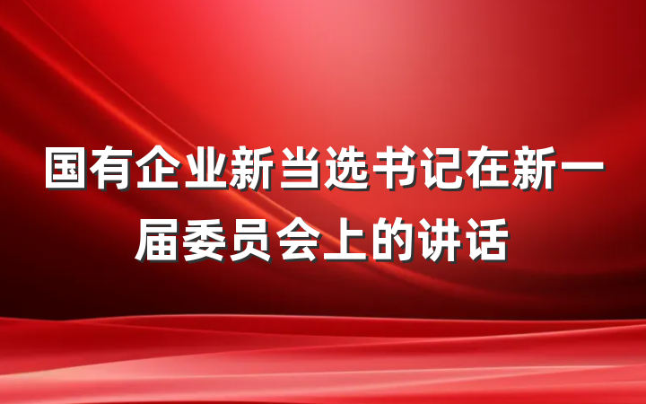 国有企业新当选书记在新一届委员会上的讲话