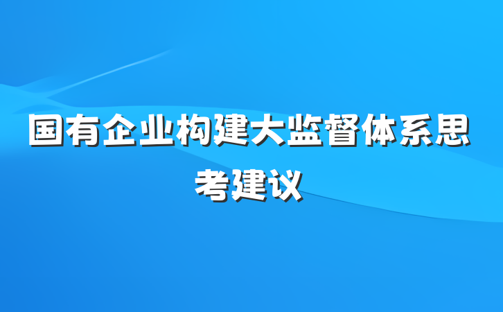 国有企业构建大监督体系思考建议