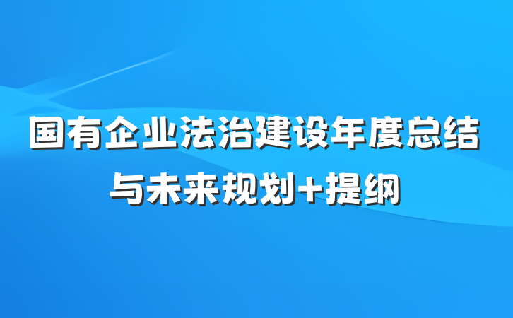 国有企业法治建设年度总结与未来规划 提纲