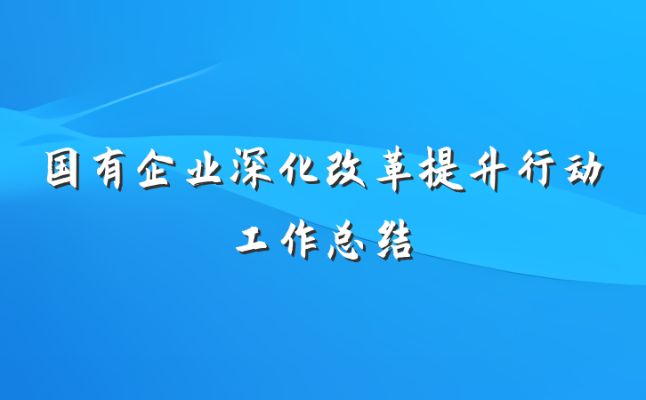 国有企业深化改革提升行动工作总结