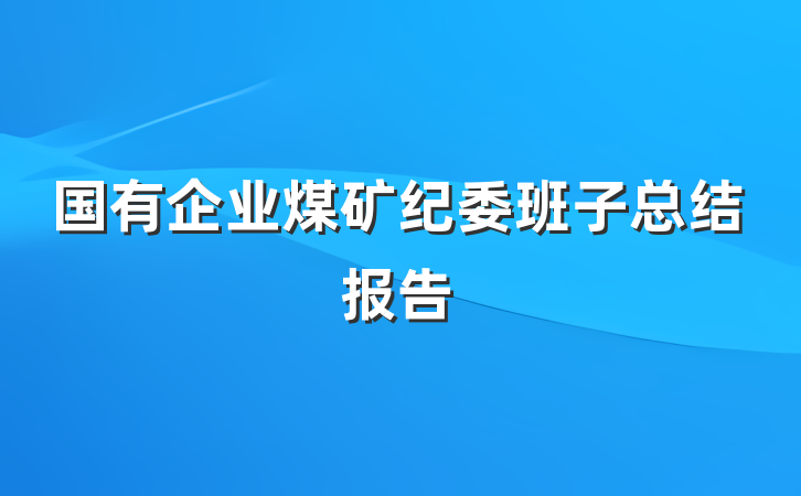国有企业煤矿纪委班子总结报告
