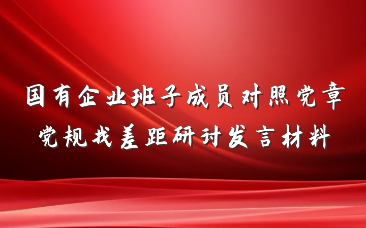 国有企业班子成员对照党章党规找差距研讨发言材料