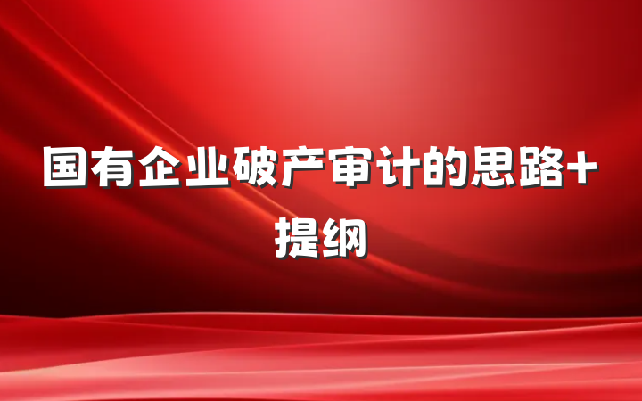 国有企业破产审计的思路 提纲