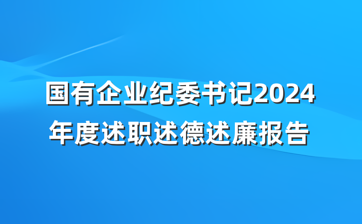 国有企业纪委书记2024年度述职述德述廉报告