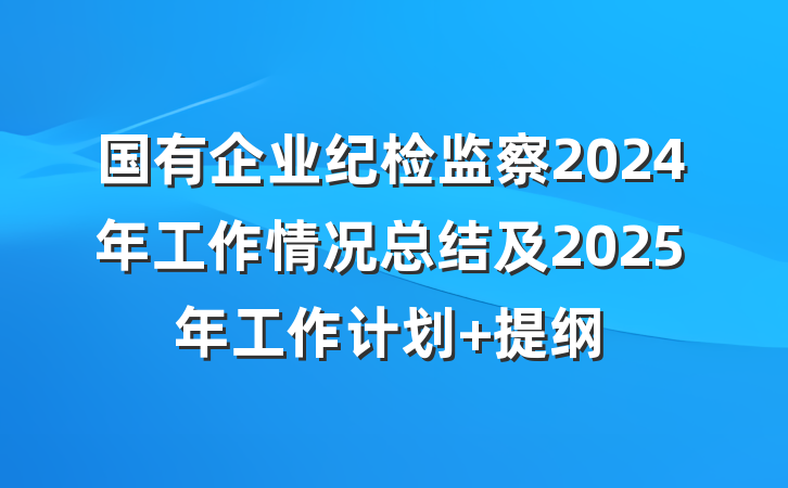 国有企业纪检监察2024年工作情况总结及2025年工作计划 提纲