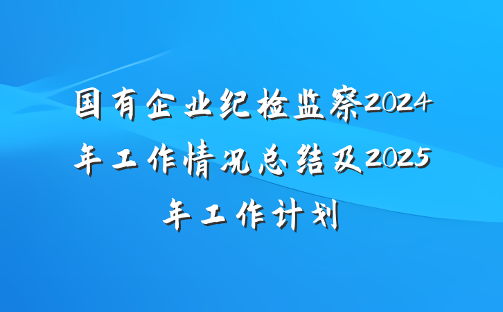 国有企业纪检监察2024年工作情况总结及2025年工作计划