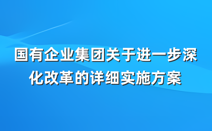国有企业集团关于进一步深化改革的详细实施方案