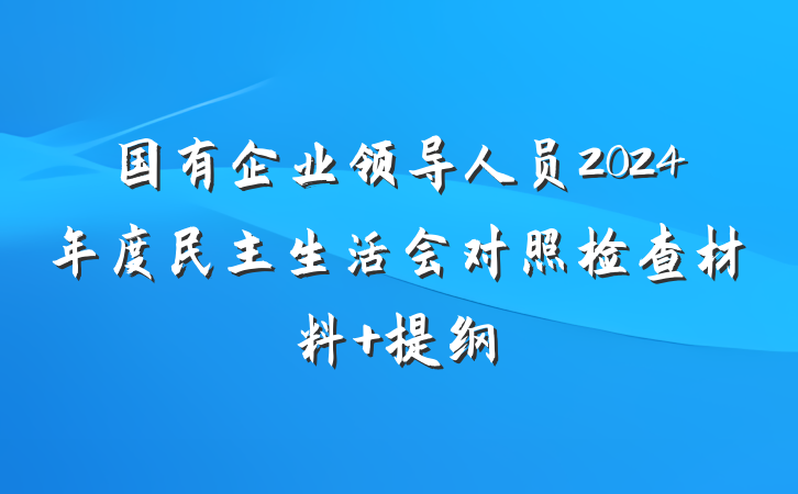 国有企业领导人员2024年度民主生活会对照检查材料 提纲