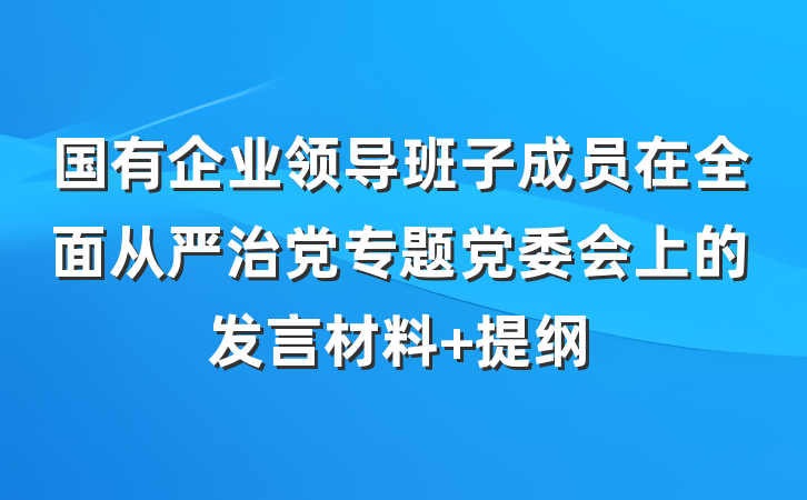 国有企业领导班子成员在全面从严治党专题党委会上的发言材料 提纲
