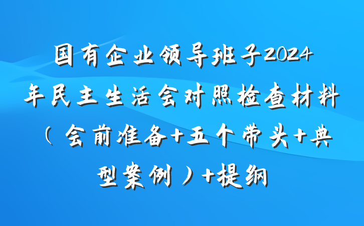 国有企业领导班子2024年民主生活会对照检查材料（会前准备+五个带头+典型案例） 提纲