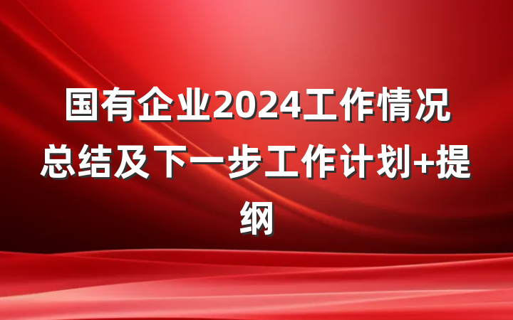 国有企业2024工作情况总结及下一步工作计划 提纲