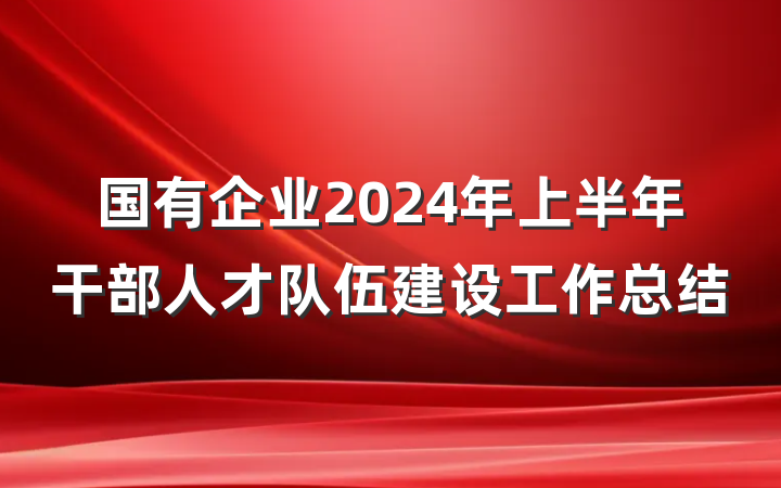 国有企业2024年上半年干部人才队伍建设工作总结