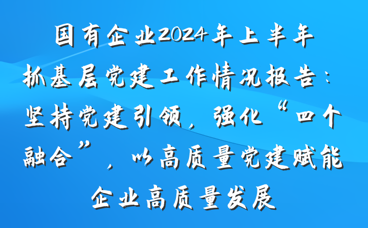 国有企业2024年上半年抓基层党建工作情况报告：坚持党建引领，强化“四个融合”，以高质量党建赋能企业高质量发展