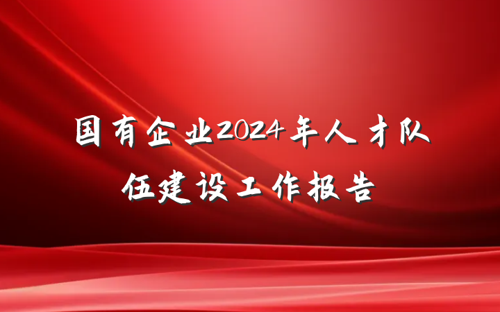 国有企业2024年人才队伍建设工作报告