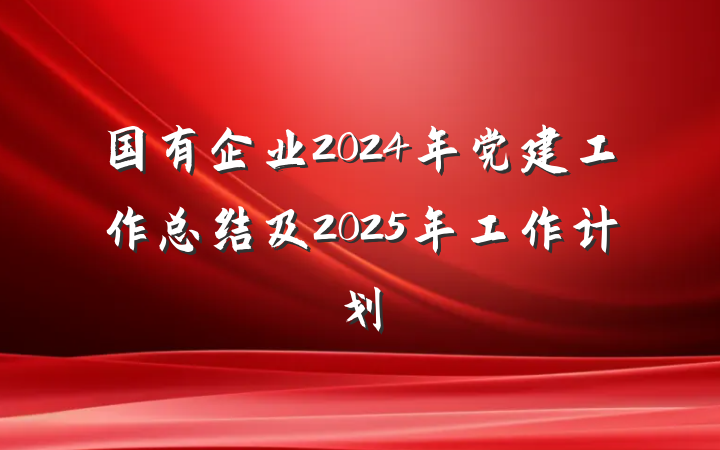 国有企业2024年党建工作总结及2025年工作计划