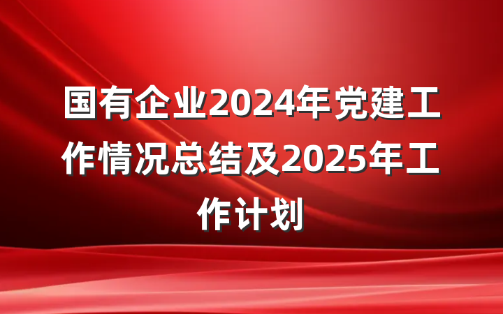 国有企业2024年党建工作情况总结及2025年工作计划