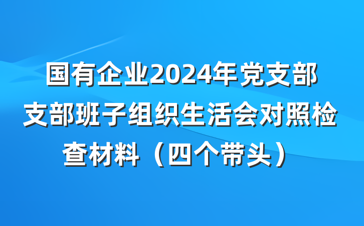 国有企业2024年党支部支部班子组织生活会对照检查材料（四个带头）