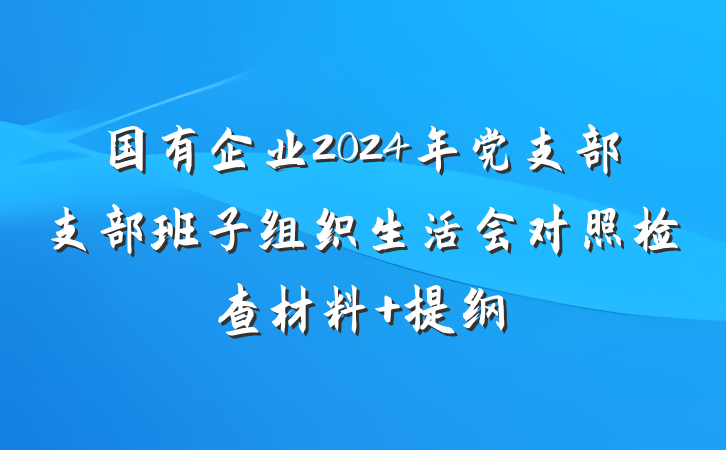 国有企业2024年党支部支部班子组织生活会对照检查材料 提纲