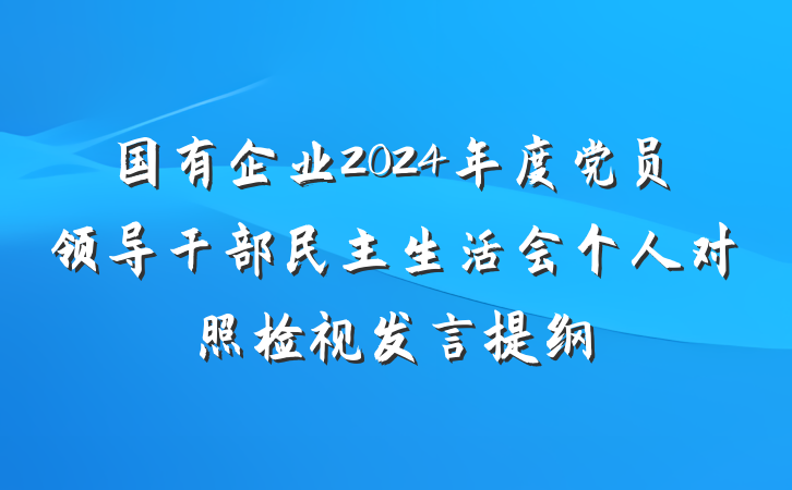 国有企业2024年度党员领导干部民主生活会个人对照检视发言提纲