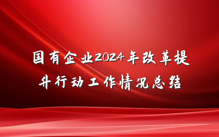 国有企业2024年改革提升行动工作情况总结
