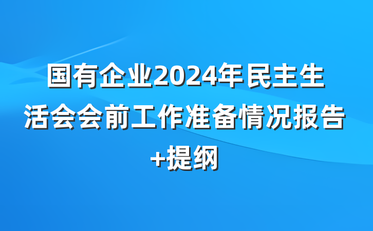 国有企业2024年民主生活会会前工作准备情况报告 提纲