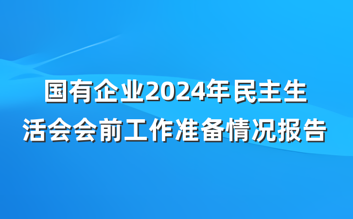 国有企业2024年民主生活会会前工作准备情况报告