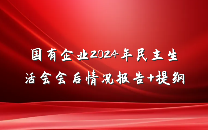国有企业2024年民主生活会会后情况报告 提纲