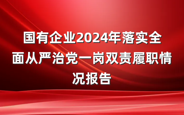 国有企业2024年落实全面从严治党一岗双责履职情况报告