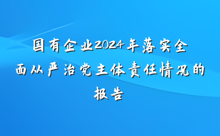国有企业2024年落实全面从严治党主体责任情况的报告