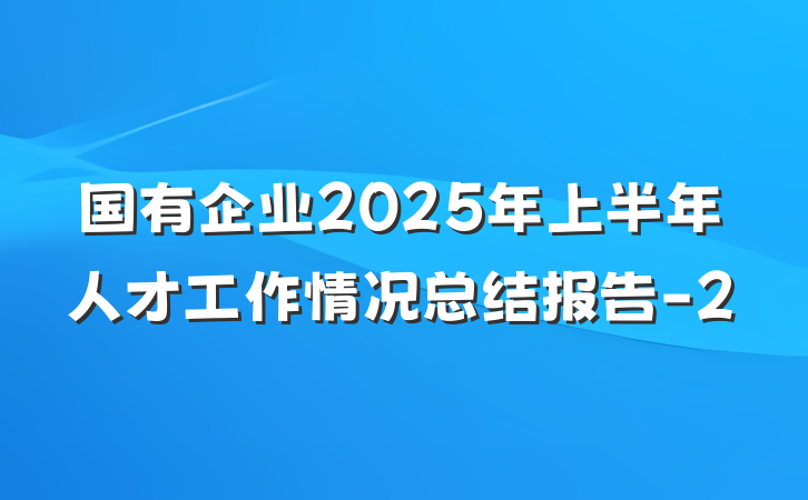 国有企业2025年上半年人才工作情况总结报告-2