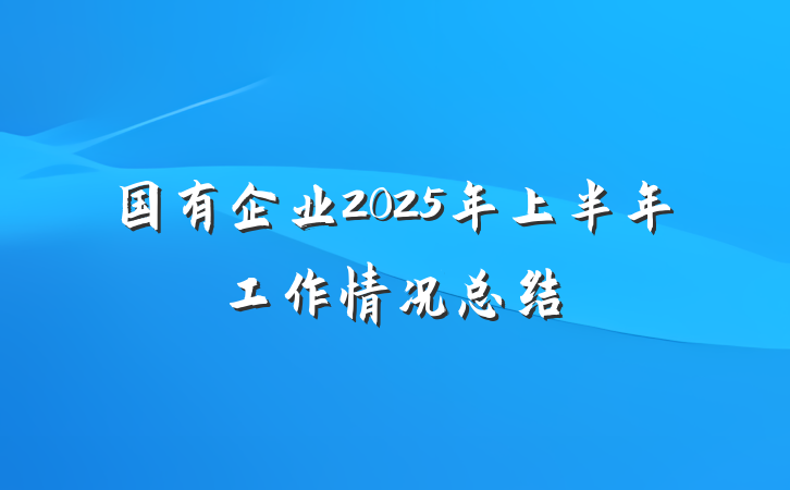 国有企业2025年上半年工作情况总结